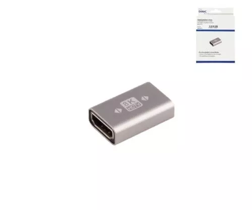 DINIC HDMI-A Verbinder, 8K, Metall HDMI-A Buchse auf Buchse, 8K 60Hz / 4K 120Hz, DINIC Box mit Euroloch
